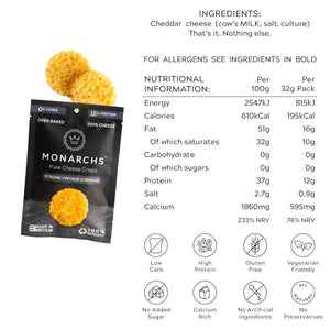 Monarchs Pure Cheese Crisps Strong Vintage Cheddar