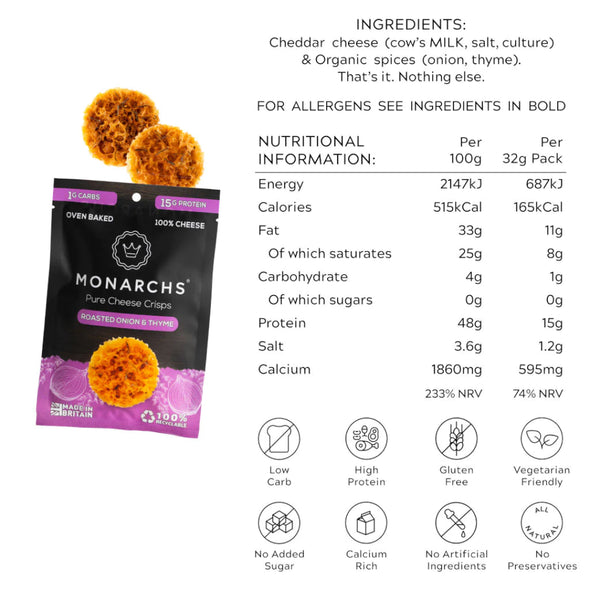 Monarchs Pure Cheese Crisps Roasted Onion & Thyme